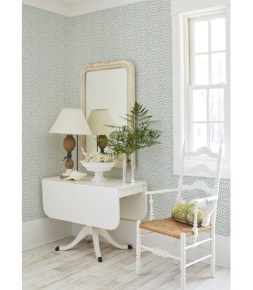 4071-71061 - Sand Drips Aqua Painted Dots Wallpaper-Blue Heron