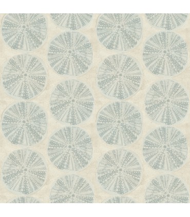 4071-71028 - Sea Biscuit Aqua Sand Dollar Wallpaper-Blue Heron