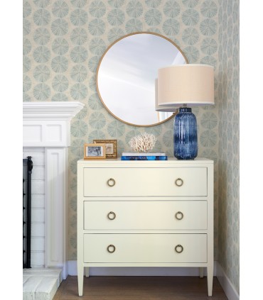 4071-71028 - Sea Biscuit Aqua Sand Dollar Wallpaper-Blue Heron