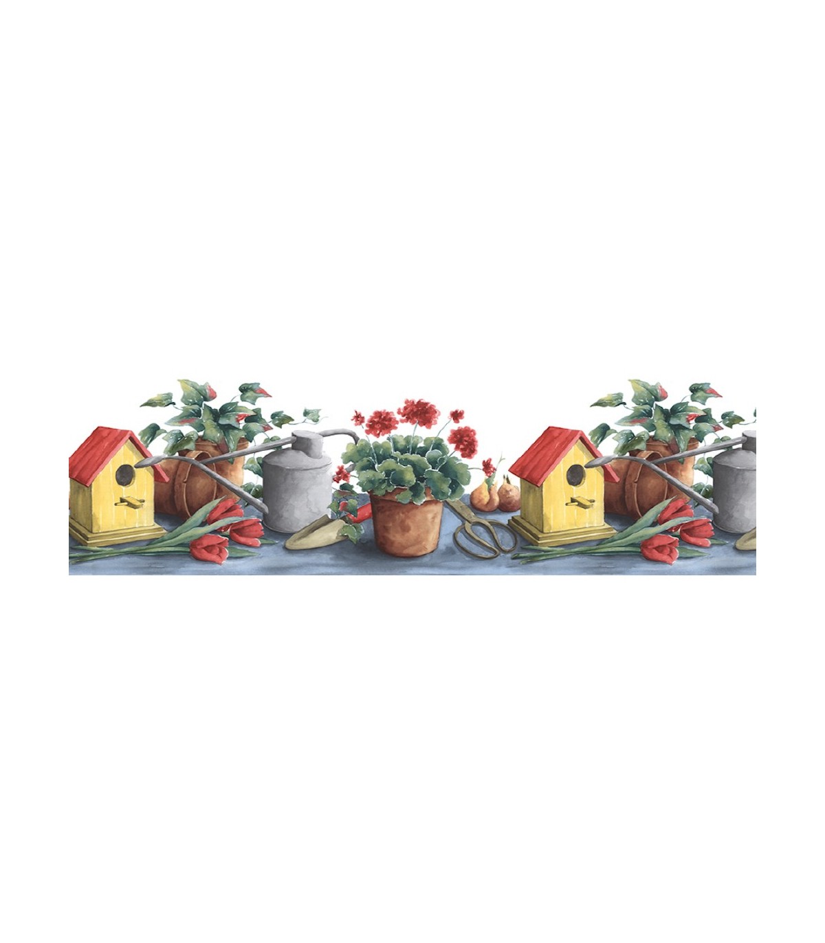 KK79371 - Birdhouse and Garden Tools Border Special, image size:1200x1372