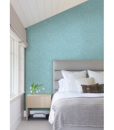 4046-26352 - Emerson Aqua Linen Wallpaper by A Street