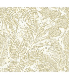 4034-72117 - Brentwood Yellow Palm Leaves Wallpaper by Scott Living by A Street