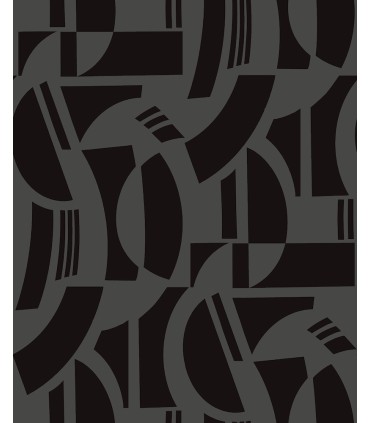 4034-87379 - Carter Black Geometric Flock Wallpaper by Scott Living
