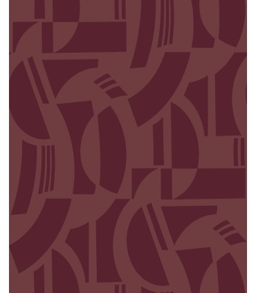 4034-87380 - Carter Burgundy Geometric Flock Wallpaper by Scott Living