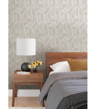 4034-87384 - Carter Cream Geometric Flock Wallpaper by Scott Living