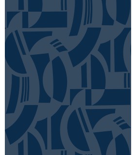 4034-87381 - Carter Indigo Geometric Flock Wallpaper by Scott Living