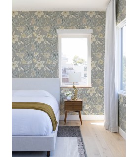 4034-26793 - Crestwood Grey Crowned Crane Wallpaper by Scott Living