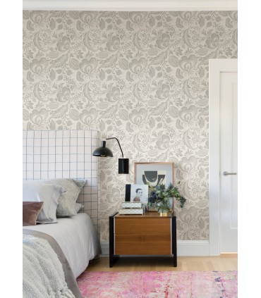 4034-26780 - Culver Grey Jacobean Wallpaper by Scott Living