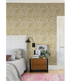 4034-26784 - Culver Mustard Jacobean Wallpaper by Scott Living