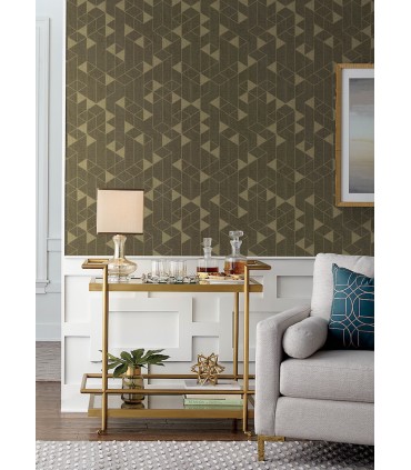 4034-26773 - Fairbank Chocolate Linen Geometric Wallpaper by Scott Living