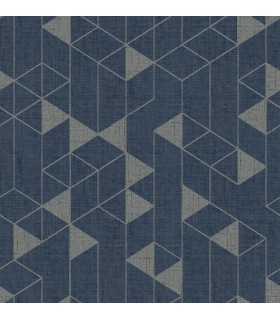 4034-26775 - Fairbank Navy Linen Geometric Wallpaper by Scott Living