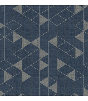 4034-26775 - Fairbank Navy Linen Geometric Wallpaper by Scott Living