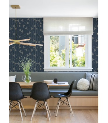 4034-26775 - Fairbank Navy Linen Geometric Wallpaper by Scott Living