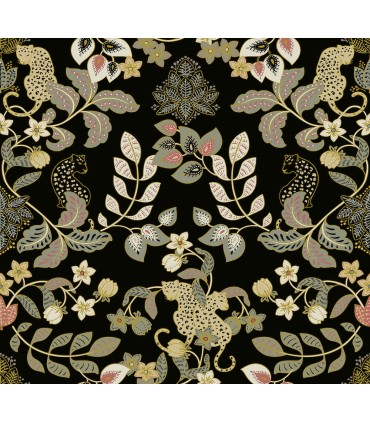 4034-72131 - Getty Black Jungle Damask Wallpaper by Scott Living