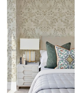 4034-72132 - Getty Cream Jungle Damask Wallpaper by Scott Living