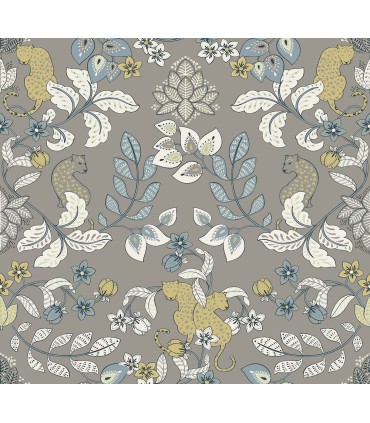 4034-72134 - Getty Grey Jungle Damask Wallpaper by Scott Living
