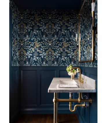 4034-72133 - Getty Navy Jungle Damask Wallpaper by Scott Living