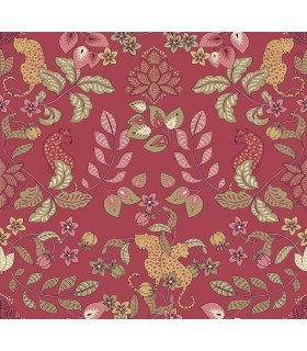 4034-72130 - Getty Rasberry Jungle Damask Wallpaper by Scott Living