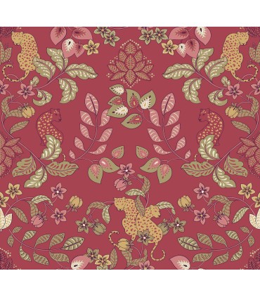 4034-72130 - Getty Rasberry Jungle Damask Wallpaper by Scott Living