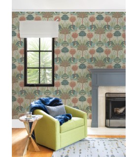 4034-72121 - Mandeville Pastel Tropical Paradise Wallpaper by Scott Living
