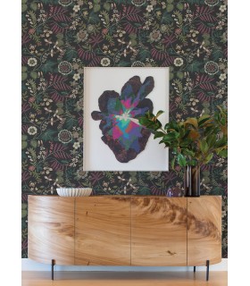 4034-72138 - Marilyn Black Floral Trail Wallpaper by Scott Living
