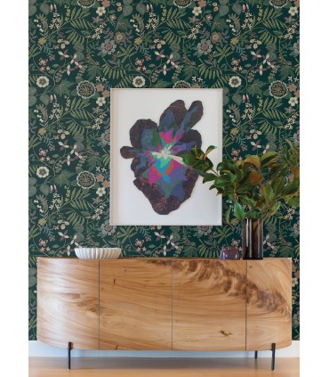 4034-72139 - Marilyn Green Floral Trail Wallpaper by Scott Living