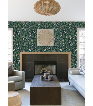 4034-72139 - Marilyn Green Floral Trail Wallpaper by Scott Living