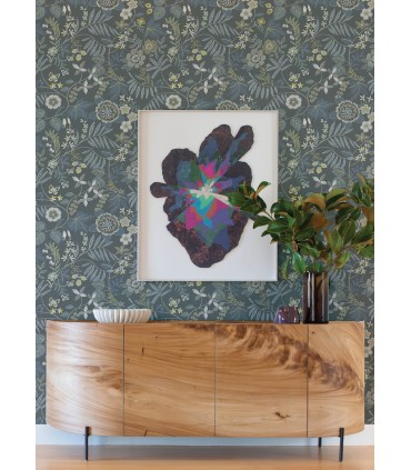 4034-72136 - Marilyn Light Grey Floral Trail Wallpaper by Scott Living