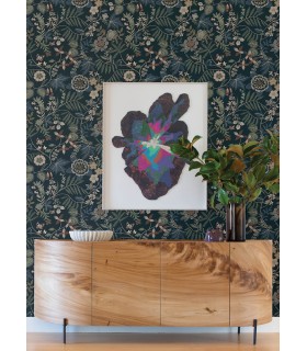 4034-72137 - Marilyn Sea Green Floral Trail Wallpaper by Scott Living