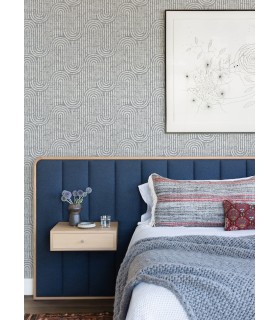 4034-26788 - Trippet Blue Zen Waves Wallpaper by Scott Living