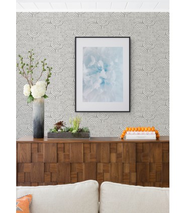 4034-26785 - Trippet Grey Zen Waves Wallpaper by Scott Living
