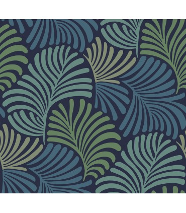 4034-72125 - Trousdale Navy Fanning Flora Wallpaper by Scott Living