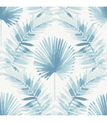 4121-26916 - Calla Blue Painted Palm Wallpaper by A Street