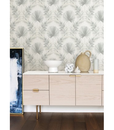 4121-26915 - Calla Grey Painted Palm Wallpaper by A Street