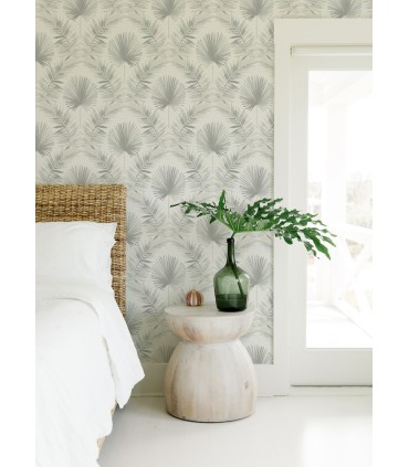 4121-26915 - Calla Grey Painted Palm Wallpaper by A Street