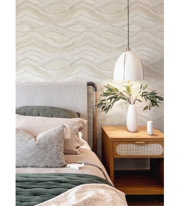 4121-26926 - Dorea Champagne Striated Waves Wallpaper by A Street