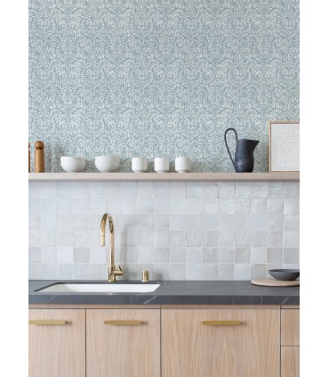 4121-26918 - Elma Sky Blue Fiddlehead Wallpaper by A Street