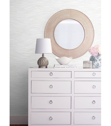 4121-72206 - Galyn White Pearlescent Wave Wallpaper by A Street
