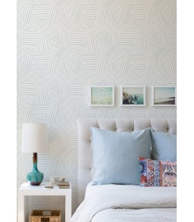 4121-26904 - Helene Sky Blue Geometric Lines Wallpaper by A Street