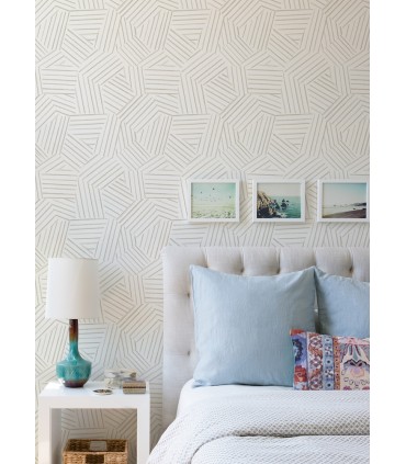4121-26901 - Helene Taupe Geometric Lines Wallpaper by A Street