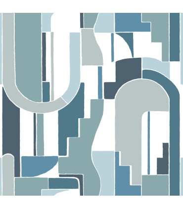 4121-72204 - Odele Dark Blue Geometric Archways Wallpaper by A Street