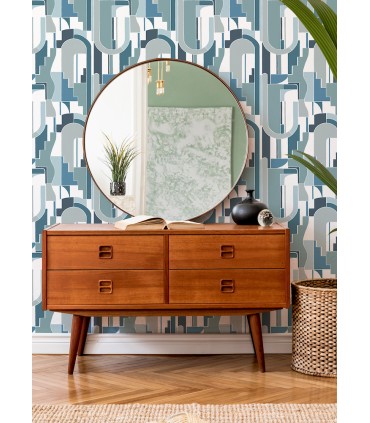 4121-72204 - Odele Dark Blue Geometric Archways Wallpaper by A Street