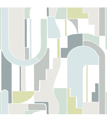4121-72200 - Odele Sky Blue Geometric Archways Wallpaper by A Street