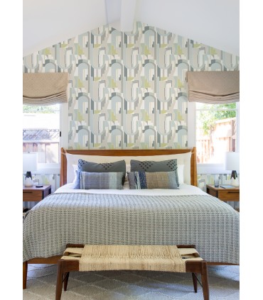 4121-72200 - Odele Sky Blue Geometric Archways Wallpaper by A Street