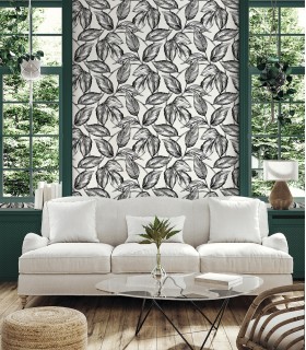 SC20000 - Beckett Sketched Leaves Wallpaper-Seabrook Summer House