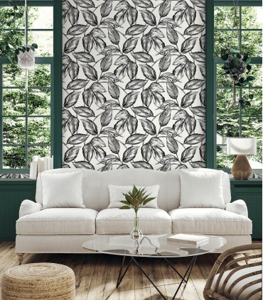 SC20000 - Beckett Sketched Leaves Wallpaper-Seabrook Summer House