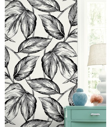 SC20000 - Beckett Sketched Leaves Wallpaper-Seabrook Summer House