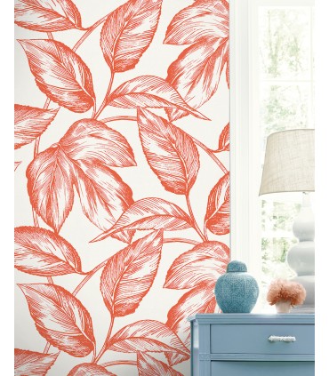 SC20001 - Beckett Sketched Leaves Wallpaper-Seabrook Summer House