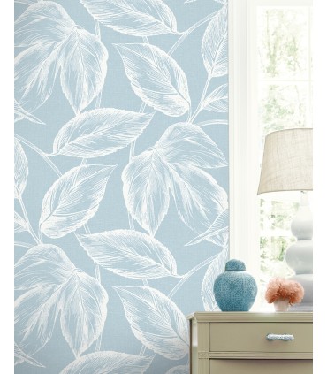 SC20022 - Beckett Sketched Leaves Wallpaper-Seabrook Summer House