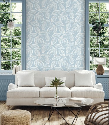 SC20022 - Beckett Sketched Leaves Wallpaper-Seabrook Summer House
